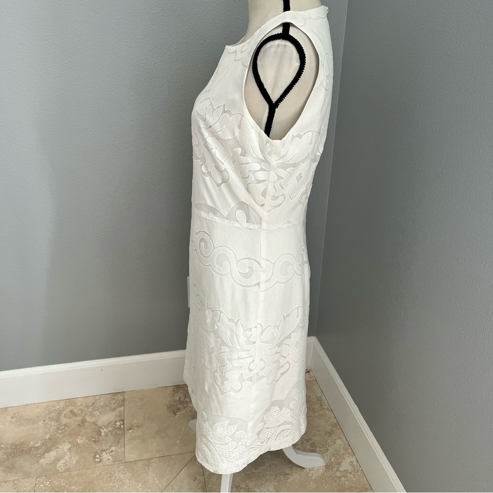 Daniel Cremieux White Sleeveless Sheath Dress Scoop Neck Mini - Picture 4 of 13